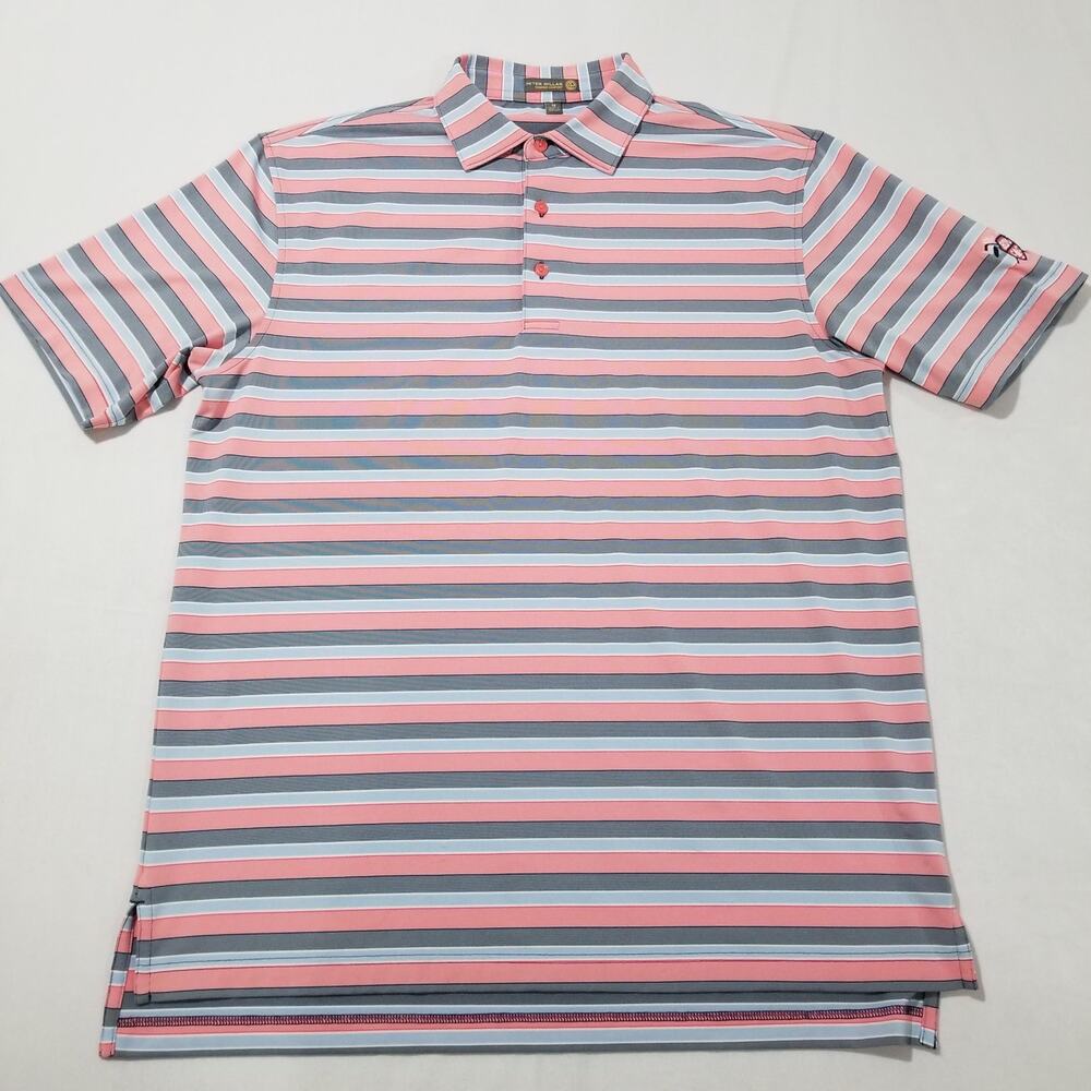 Peter Millar Shirt Medium Polo Summer Comfort Short Sleeve Striped Golf